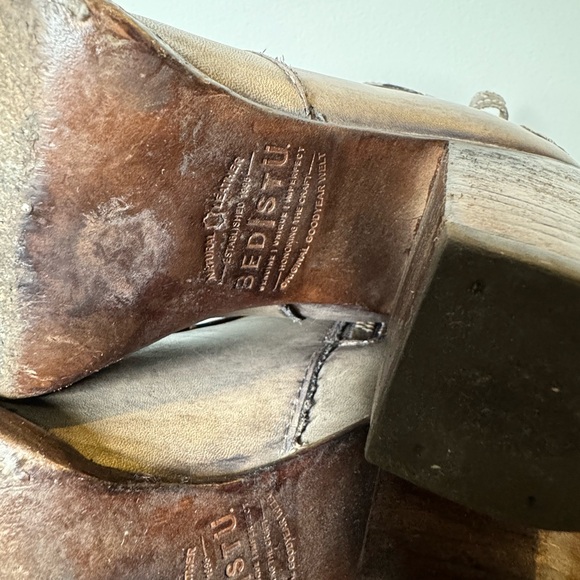 Bed Stu Isla High Heeled Bootie Boots Women Sz. 7.5 Gray/Brown Distressed Buckle - Picture 13 of 15